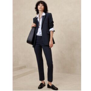 Banana Republic RYAN Double Weave Straight Ankle Pants Navy Blue Size 2 PETITE